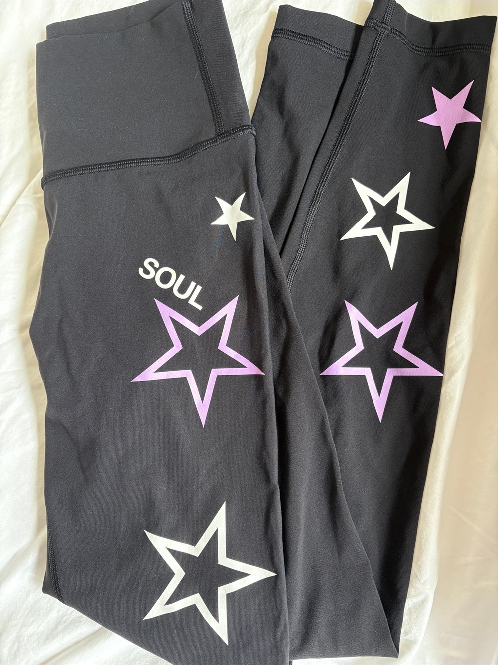 SoulCycle x Lululemon wunder under Black Star Print Leggings with 'SOUL' Detail